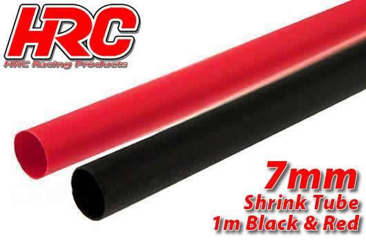 HRC Racing - HRC5112F - Gaine Thermorétractable -  7mm - rouge et noir (1m chacun)