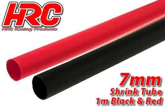 HRC Racing - HRC5112F - Guaina termoretraibile -  7mm - Rosso and Nero (1m ogni)