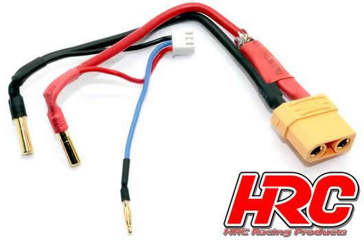HRC Racing - HRC9151XL - Charge & Drive Lead - 4mm Plug to XT90 & Balancer Battery Plug with Polarity Check LED - Gold