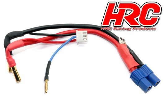 HRC Racing - HRC9151EL - Charge & Drive Lead - 4mm Plug to EC3 & Balancer Battery Plug with Polarity Check LED - Gold