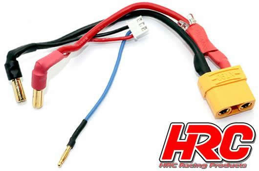 HRC Racing - HRC9152XL - Charge & Drive Lead - 5mm Plug to XT90 & Balancer Battery Plug with Polarity Check LED - Gold