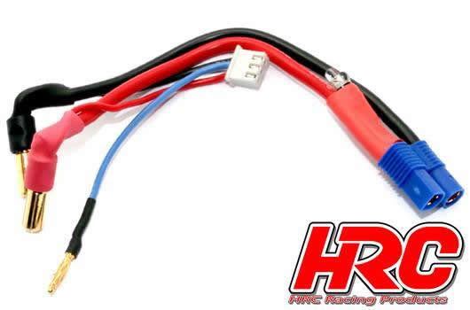 HRC Racing - HRC9152EL - Charge & Drive Lead - 5mm Plug to EC3 & Balancer Battery Plug with Polarity Check LED - Gold