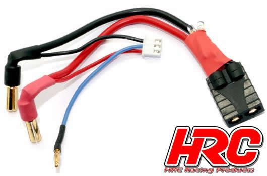 HRC Racing - HRC9152TL - Charge & Drive Lead - 5mm Plug to TRX & Balancer Battery Plug with Polarity Check LED - Gold