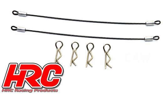 HRC Racing - HRC2051D - Clips Carrozzeria - 1/10 - con cavo metallico di 110mm (4 + 2 pzi)
