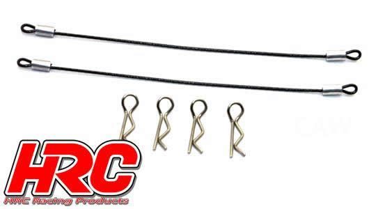 HRC Racing - HRC2051F - Body Clips - 1/10 - with 120mm Metal Cord (4 + 2 pcs)