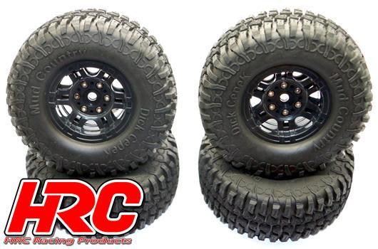 HRC Racing - HRC61184K - Pneus - 1/10 Crawler - 1.9" - montés - jantes noires - Mud Country (4 pces)