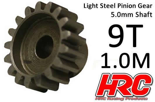 HRC Racing - HRC71009 - Pinion Gear - 1.0M / 5mm Shaft - Steel - Light - 9T
