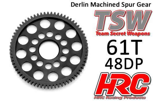 HRC Racing - HRC74861LW - Spur Gear - 48DP - Low Friction Machined Delrin - Ultra Light -   61T