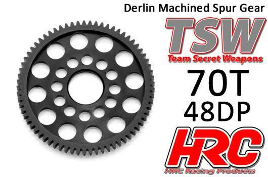 HRC Racing - HRC74870LW - Spur Gear - 48DP - Low Friction Machined Delrin - Ultra Light -  70T