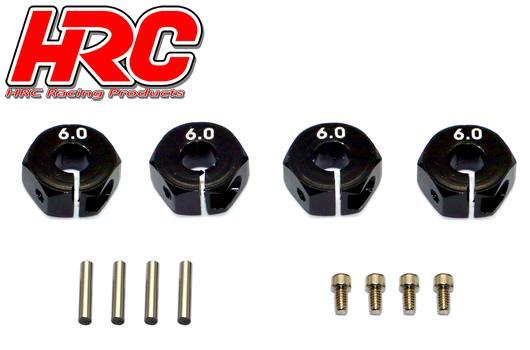 Pièce Option - 1/10 Touring / Drift - Aluminium - Hexagones de roues 12mm - Largeur 6mm - Noir (4 pces)