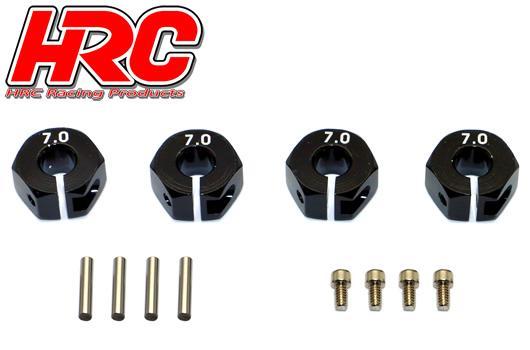 Pièce Option - 1/10 Touring / Drift - Aluminium - Hexagones de roues 12mm - Largeur 7mm - Noir (4 pces)