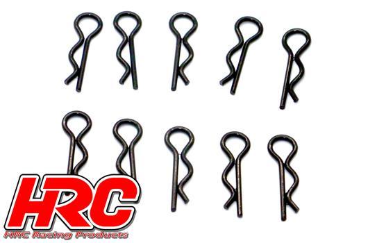 HRC Racing - HRC2074BK - Body Clips - 1/18 - short - small head - Black (10 pcs)