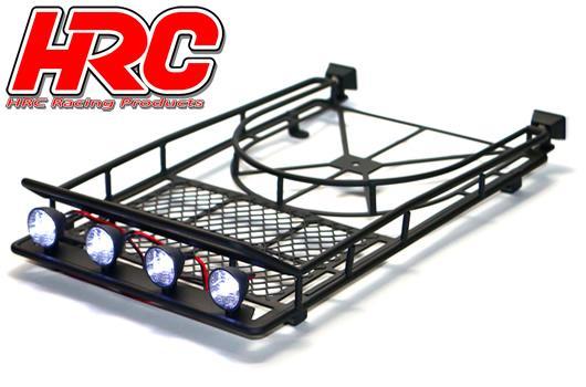 HRC Racing - HRC25080BK - Parti di carrozzeria - 1/10 Accessory - Scale - Portapacchi largi per Crawler - con fari LEDs - Nero 250x150mm