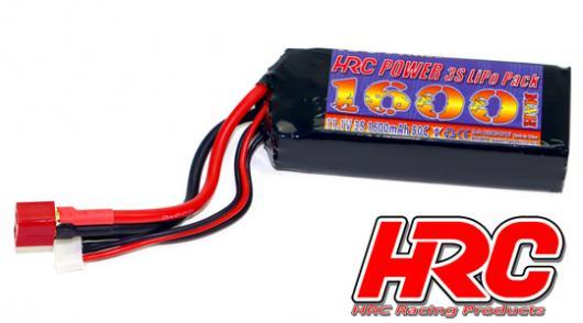 HRC Racing - HRC04316D - Akku - LiPo 3S - 11.1V 1600mAh 50C No Case RC Car Micro - Ultra T (Dean's Kompatible) - 75x35x16mm