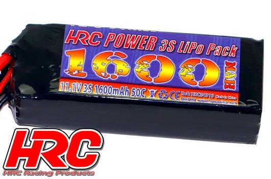HRC Racing - HRC04316T - Battery - LiPo 3S - 11.1V 1600mAh 50C No Case RC Car Micro - TRX Plug 97x30x20mm
