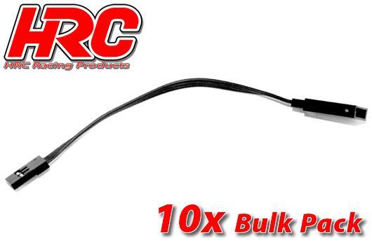 HRC Racing - HRC9240KB - Prolongateur de servo - Mâle/Femelle - JR  -  10cm Long - Noir/Noir/Noir - BULK 10 pces-AWG