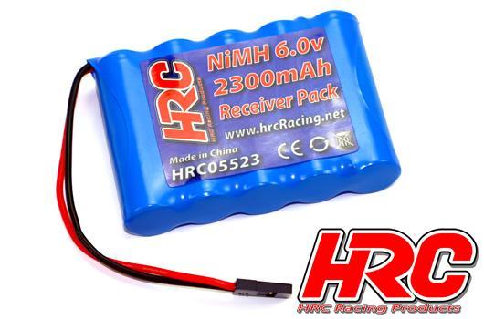 HRC Racing - HRC05523F - Akku - 5 Zellen - Empfänger Akku - 6V 2300mAh NiMh- AA flach - JR Stecker 70x50x15mm