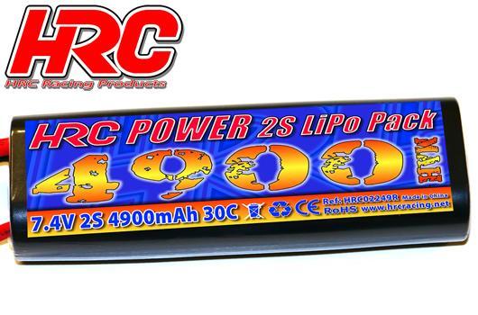 HRC Racing - HRC02249RT - Battery - LiPo 2S - 7.4V 4900mAh 30C - RC Car - Rounded Hard Case - Tamiya 46.5*25*138.5mm