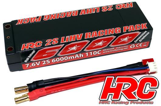 Batteria - LiPo HV 2S - 7.6V 6000mAh 110C - RC Car - Hard Case - Connettore 5mm 138x46x25mm