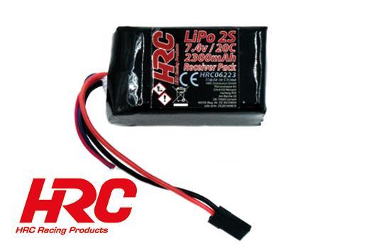 HRC Racing - HRC06223HJ - Accu - LiPo 2S - 7.4V 2300mAh 20C - No Case - Accu récepteur - Hump Style - Prise JR 33.5*32*55mm