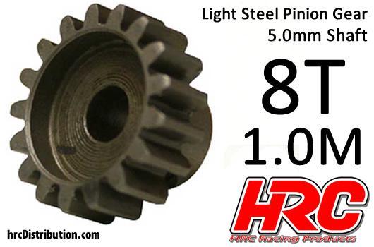 HRC Racing - HRC71008 - Pinion Gear - 1.0M / 5mm Shaft - Steel - Light - 8T