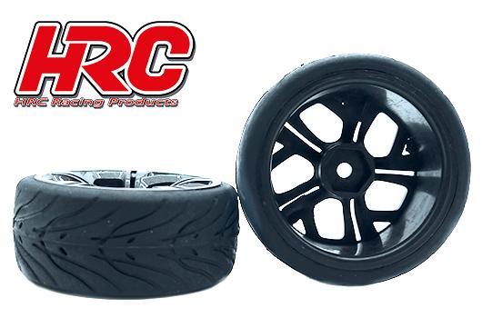 Pneus - 1/10 Touring - montés - Jantes Inferno Gunmetal - 12mm hex - HRC Street Devil 26mm(2 pces)
