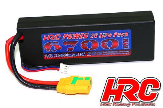HRC Racing - HRC02267X - Accu - LiPo 2S - 7.4V 6700mAh 50C  - Hard Case - Prise XT90AS 138x45x25mm