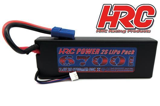 HRC Racing - HRC02267E - Battery - LiPo 2S - 7.4V 6700mAh 50C - RC Car - Hard Case - EC5 Plug 138x45x25mm