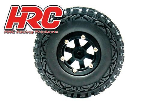 Reifen - 1/10 Crawler - 1.9" - montiert - 12mm Hex - Aluminium 6-Spokes Silver Felgen - Crawler Master (4 Stk.)