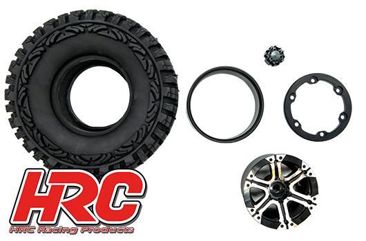 Reifen - 1/10 Crawler - 1.9" - montiert - 12mm Hex - Aluminium 6-Spokes Silver Felgen - Crawler Master (4 Stk.)