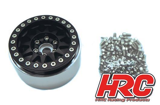 HRC Racing - HRC65101BK - Jantes - 1/10 Crawler - 1.9" - 12mm Hex - Aluminium - 10-Spokes Beadlock - Noir (4 pces)
