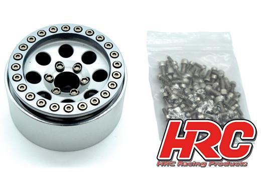 HRC Racing - HRC65102S - Jantes - 1/10 Crawler - 1.9" - 12mm Hex - Aluminium - 8-Spokes - Argent (4 pces)