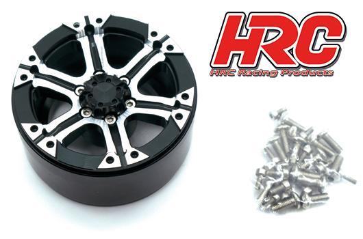 HRC Racing - HRC65103BKS - Wheels - 1/10 Crawler - 1.9" - 12mm Hex - Aluminium - 6-Spokes - Black / Silver (4 pcs)