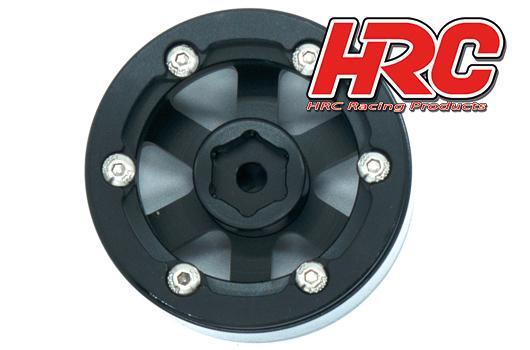 Wheels - 1/10 Crawler - 1.9" - 12mm Hex - Aluminium - 6-Spokes - Black / Silver (4 pcs)