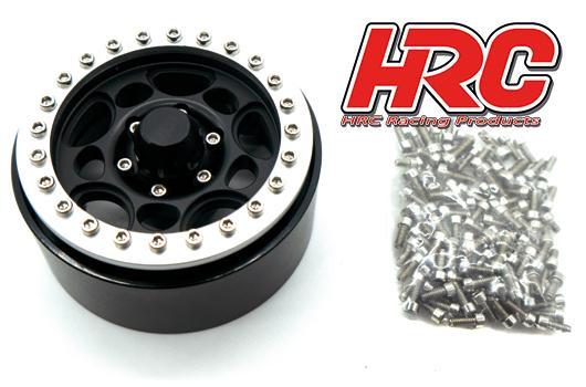 HRC Racing - HRC65104BKS - Jantes - 1/10 Crawler - 1.9" - 12mm Hex - Aluminium - 5-Spokes - Noir / Argent (4 pces)