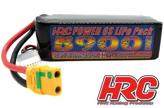 HRC Racing - HRC06659X - Battery - LiPo 6S - 22.2V 5900mAh 40C - No Case - XT90AS - 138x57x42mm