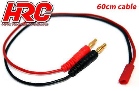 HRC Racing - HRC9117-6 - Charger Lead - 4mm Bullet to Battery BEC JST Plug - 600mm - Gold