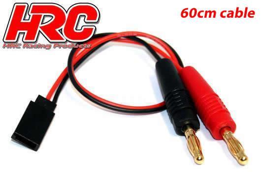 HRC Racing - HRC9118-6 - Charger Lead - 4mm Bullet to Receiver Battery JR Universal Plug - 600mm - Gold