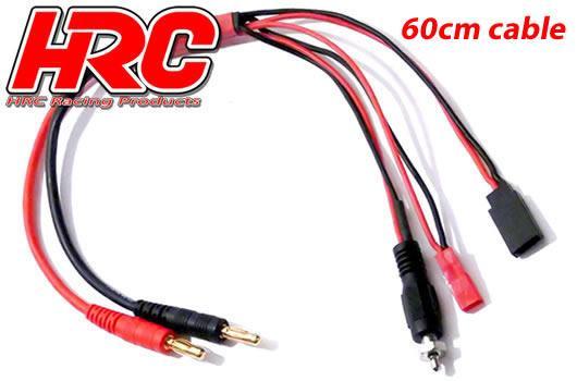 HRC Racing - HRC9121-6 - Charger Lead - 4mm Bullet to JST / Receiver BEC / Glow Plug - 600mm