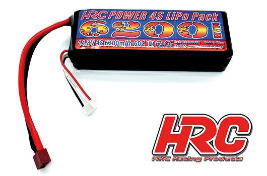 HRC Racing - HRC06462D - Battery - LiPo 4S - 14.8V 6200mAh 60C/100C - No Case - Ultra T - 35x44x135mm