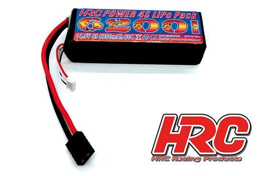 HRC Racing - HRC06462T - Battery - LiPo 4S - 14.8V 6200mAh 60C/100C - No Case - TRX - 35x44x135mm