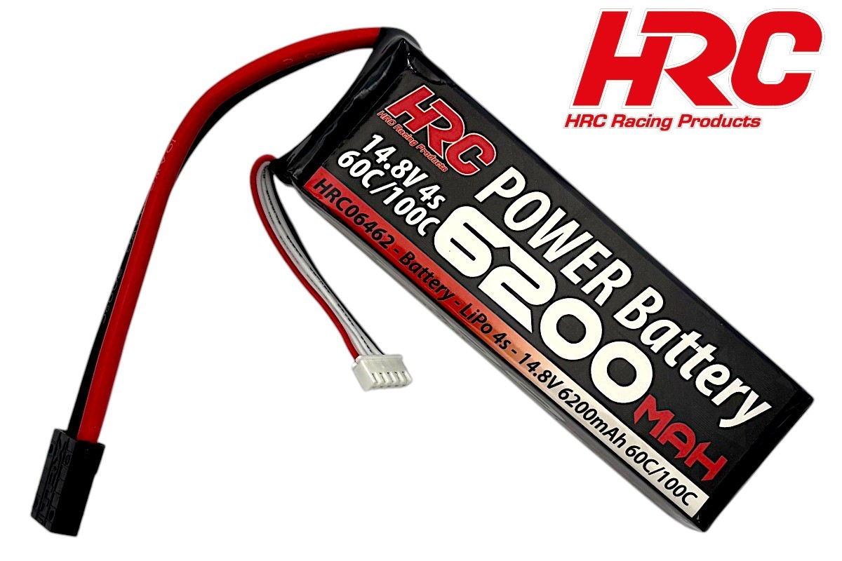 HRC Racing - HRC06462T - Battery - LiPo 4S - 14.8V 6200mAh 60C/100C - No Case - TRX -135x44x35mm