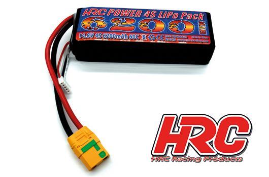 HRC Racing - HRC06462X - Battery - LiPo 4S - 14.8V 6200mAh 60C/100C - No Case - XT90AS - 135x44x35mm