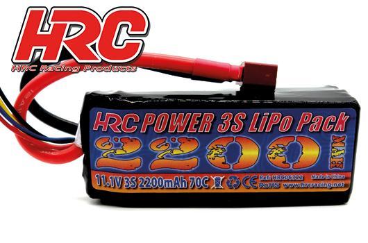 HRC Racing - HRC06322D - Akku - LiPo 3S - 11.1V 2200mAh 70C - No Case - HRC 2200 - Ultra-T (Dean's Kompatible) - 35x26x90mm