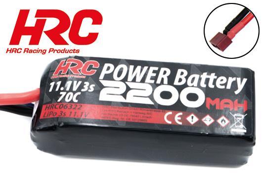 HRC Racing - HRC06322D - Battery - LiPo 3S - 11.1V 2200mAh 70C - No Case - HRC 2200 - Ultra T Plug - 90x35x26mm