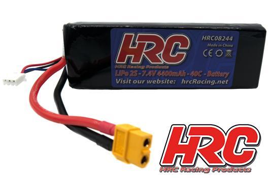 HRC Racing - HRC08244X - Accu - LiPo 2S - 7.4V 4400mAh 40C - No Case - XT60 134x43x18mm