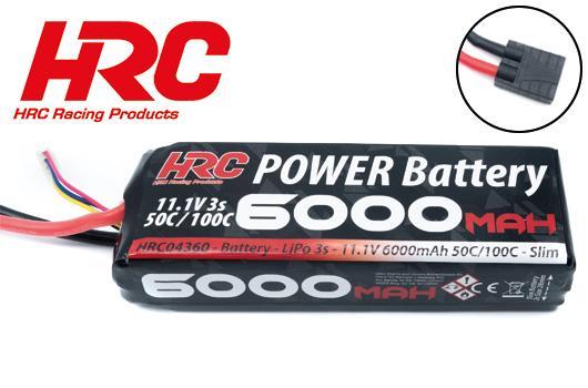 HRC Racing - HRC04360T - Akku - LiPo 3S - 11.1V 6000mAh 50C/100C - No Case - Slim LCG- TRX 128x43x28mm