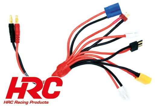 HRC Racing - HRC9123B3 - Charger Lead - Multi 4mm Bullet to Tamiya / Mini Tamiya / TRX / Ultra T / EC5 / XT90 - 300mm - Gold