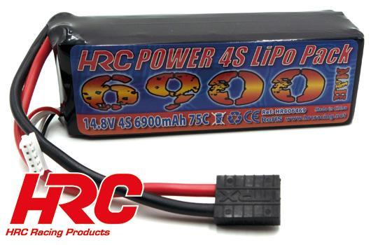 HRC Racing - HRC06469T - Battery - LiPo 4S - 14.8V 6900mAh 75C - No Case - TRX - 135x43x42mm - fits MAXX