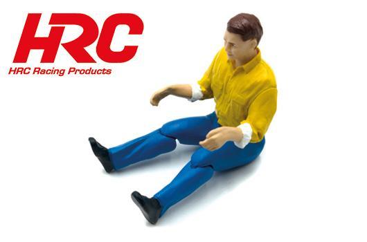 HRC Racing - HRC25266Y - Karrosserieteile - 1/10 Crawler - Pilot Fahrerfigur 64×80mm gelber Anzug, blaue Hose - bewegliche Beine